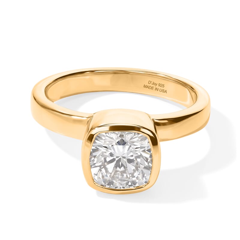D'Joy Moissanite 1.70 ctw Solitaire Ring in 18K Vermeil Yellow Gold Over Sterling Silver (Size 6.0)