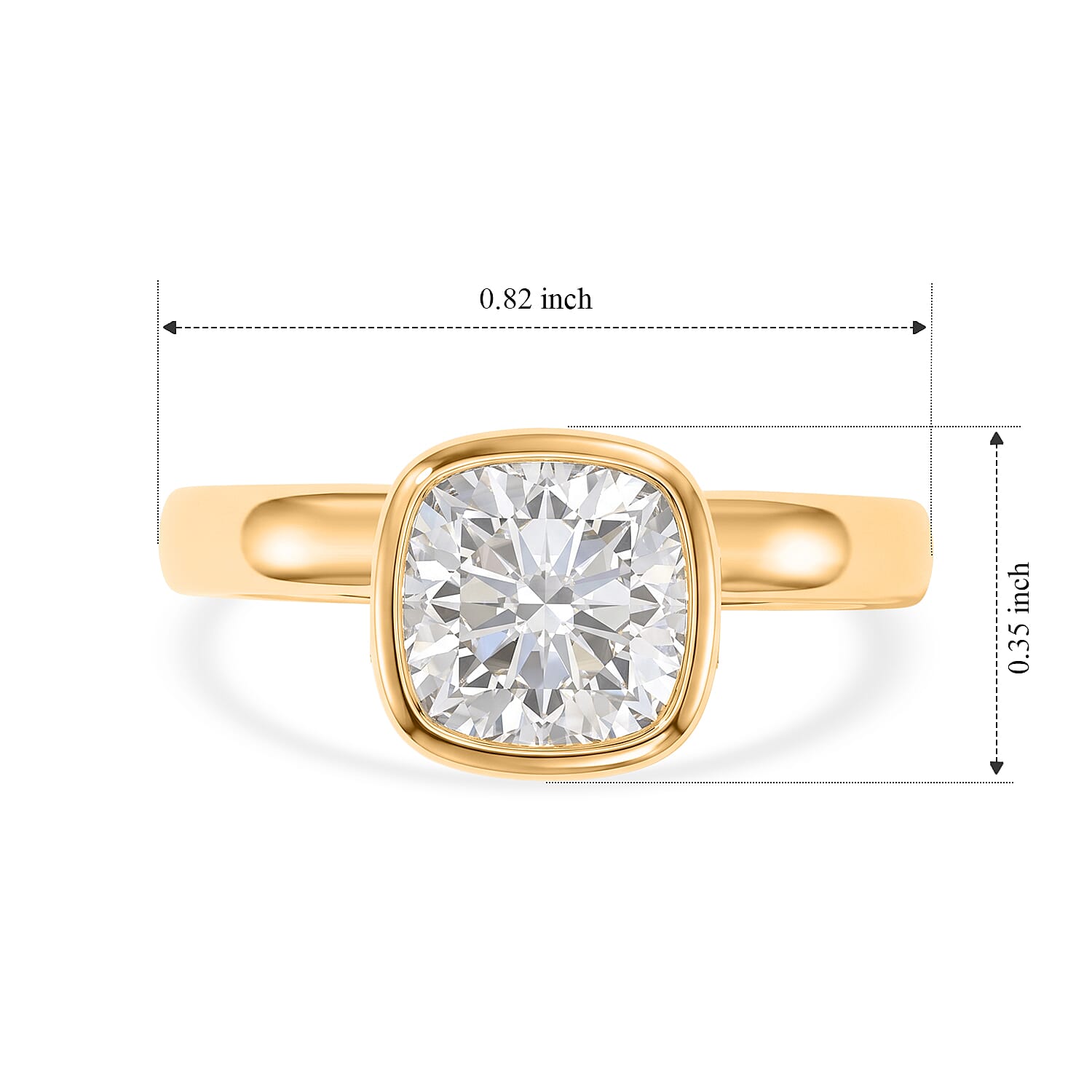 D'Joy Moissanite 1.70 ctw Solitaire Ring in 18K Vermeil Yellow Gold Over Sterling Silver (Size 6.0)