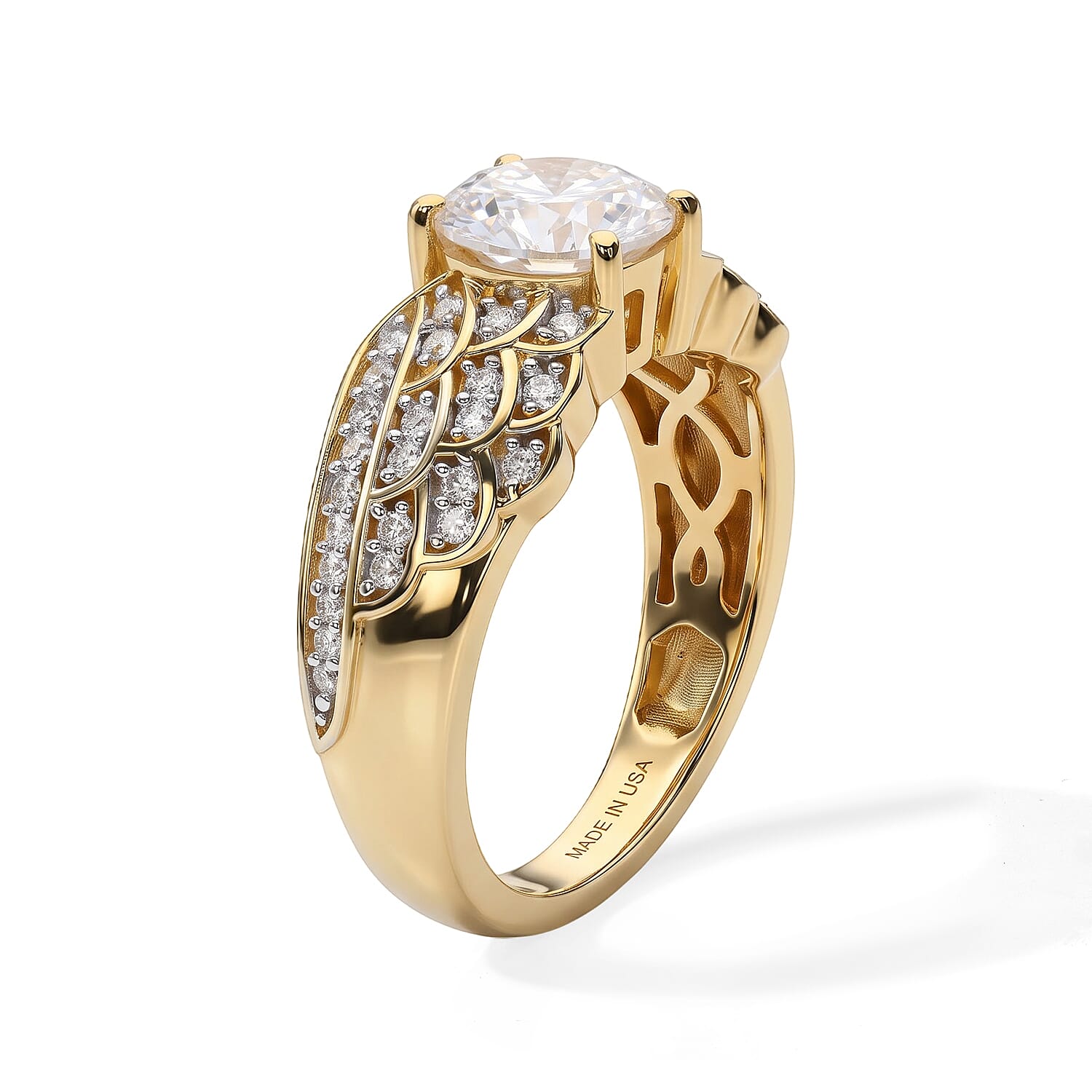 D'Joy Moissanite 1.40 ctw Ring in 18K Vermeil Yellow Gold Over Sterling Silver (Size 6.0)