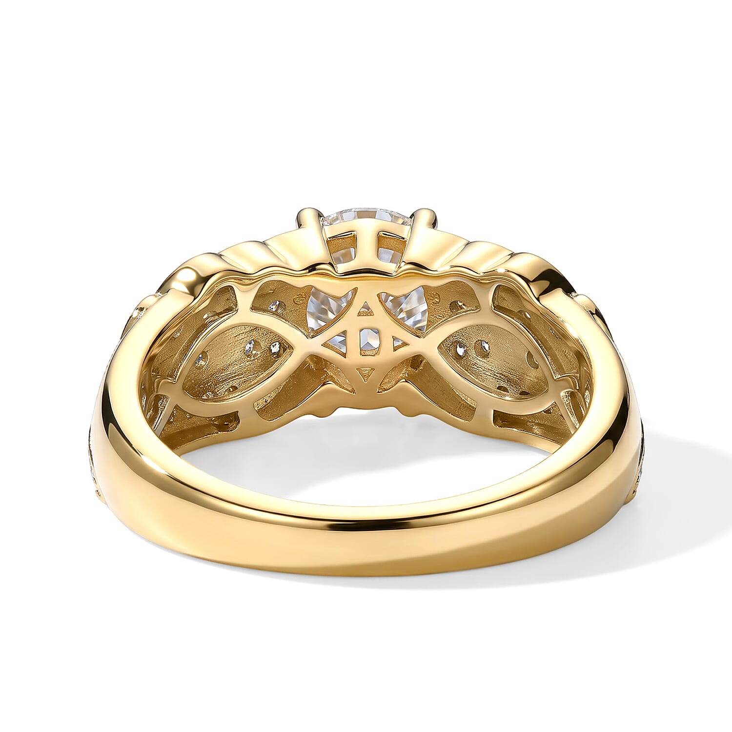 D'Joy Moissanite 1.40 ctw Ring in 18K Vermeil Yellow Gold Over Sterling Silver (Size 6.0)