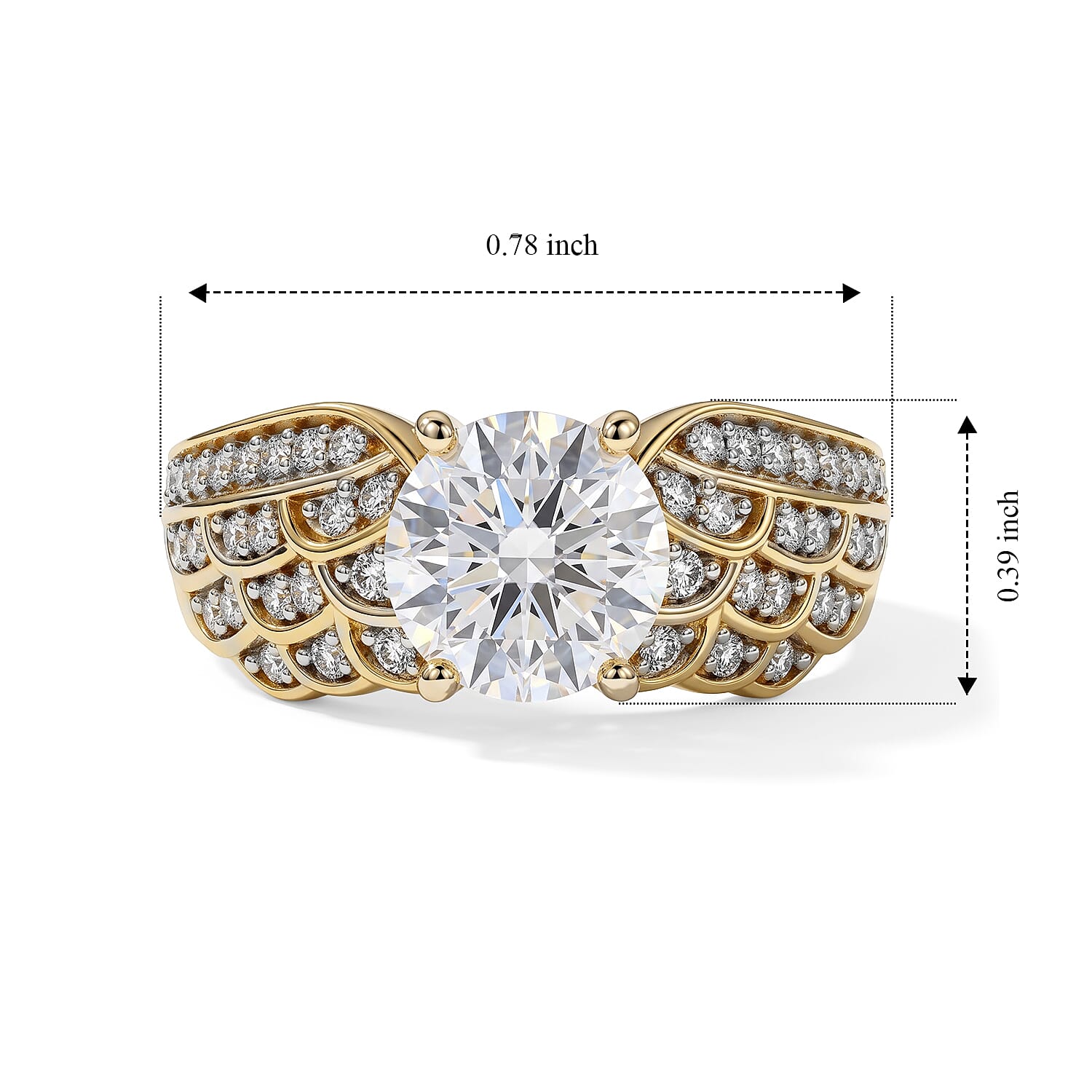 D'Joy Moissanite 1.40 ctw Ring in 18K Vermeil Yellow Gold Over Sterling Silver (Size 6.0)