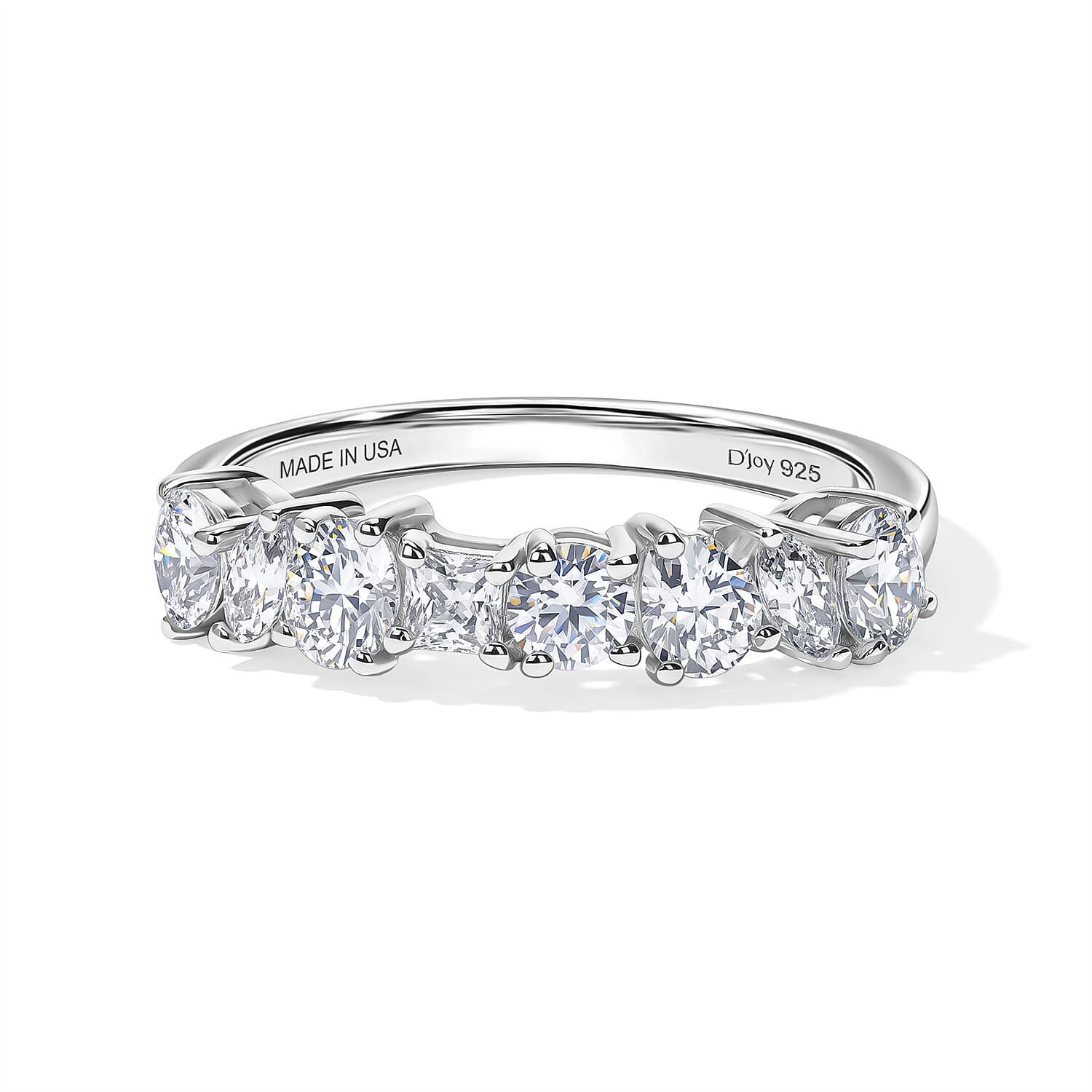D''Joy Moissanite Half Eternity Band Ring in Rhodium OverSterling Silver 1.08 ctw