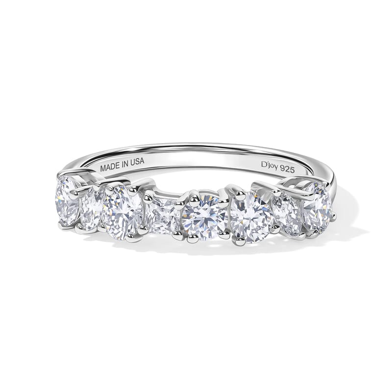 D'Joy Moissanite 1.00 ctw Half Eternity Band Ring in Rhodium Over Sterling Silver (Size 6.0)
