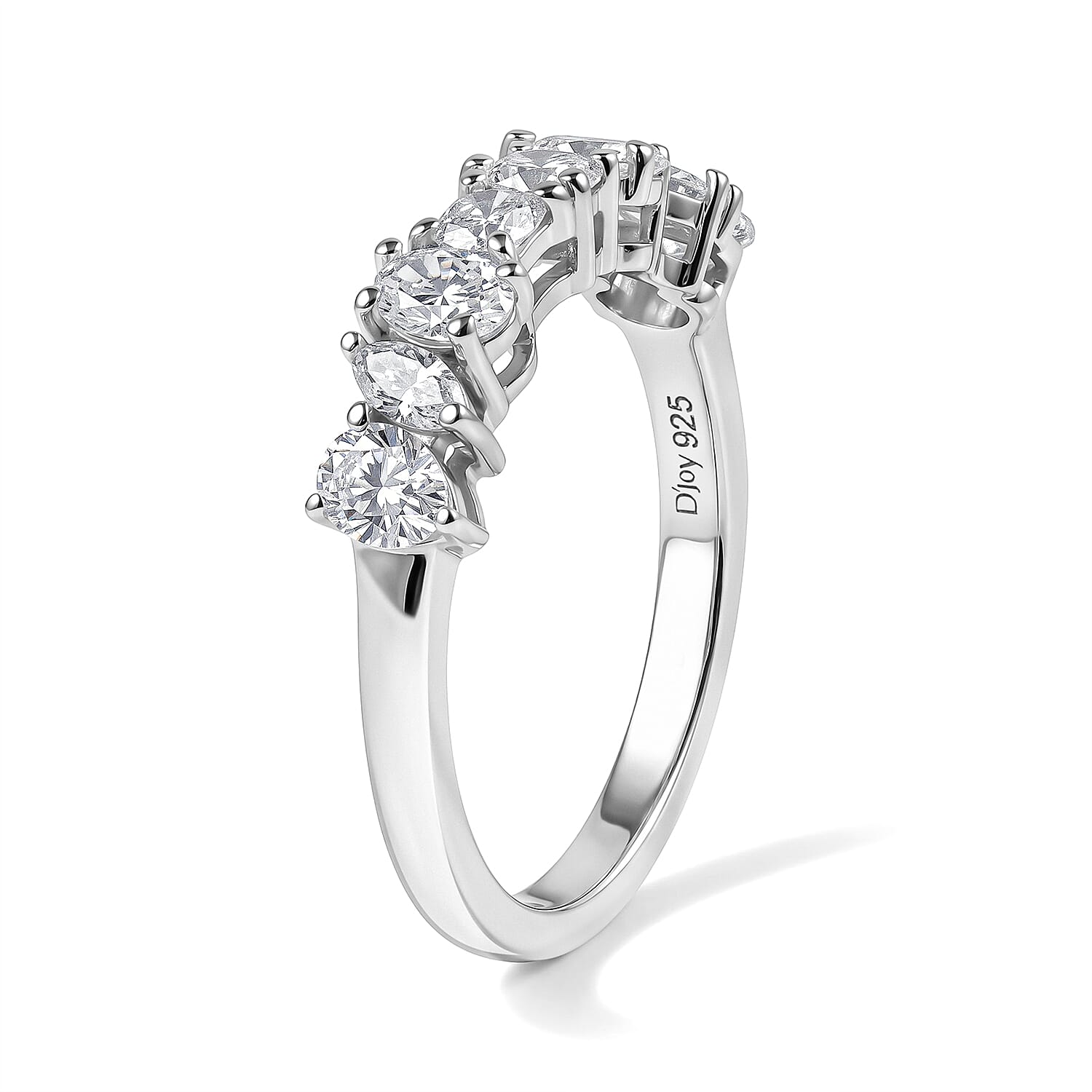 D'Joy Moissanite 1.00 ctw Half Eternity Band Ring in Rhodium Over Sterling Silver (Size 6.0)