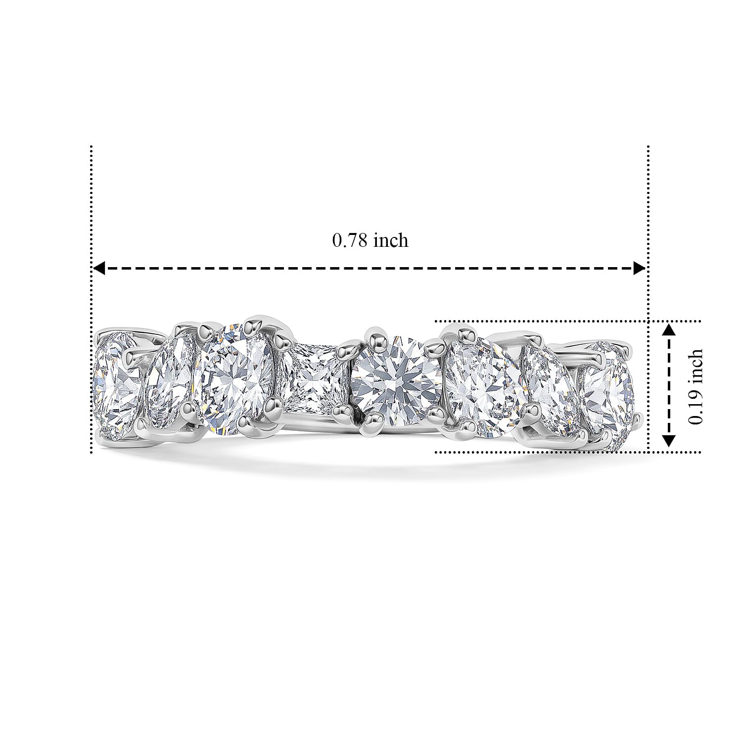 D'Joy Moissanite 1.00 ctw Half Eternity Band Ring in Rhodium Over Sterling Silver (Size 6.0)
