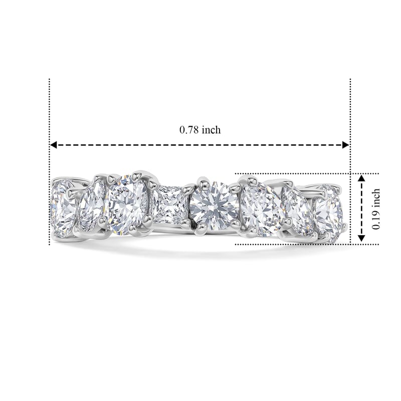D'Joy Moissanite 1.00 ctw Half Eternity Band Ring in Rhodium Over Sterling Silver (Size 6.0)