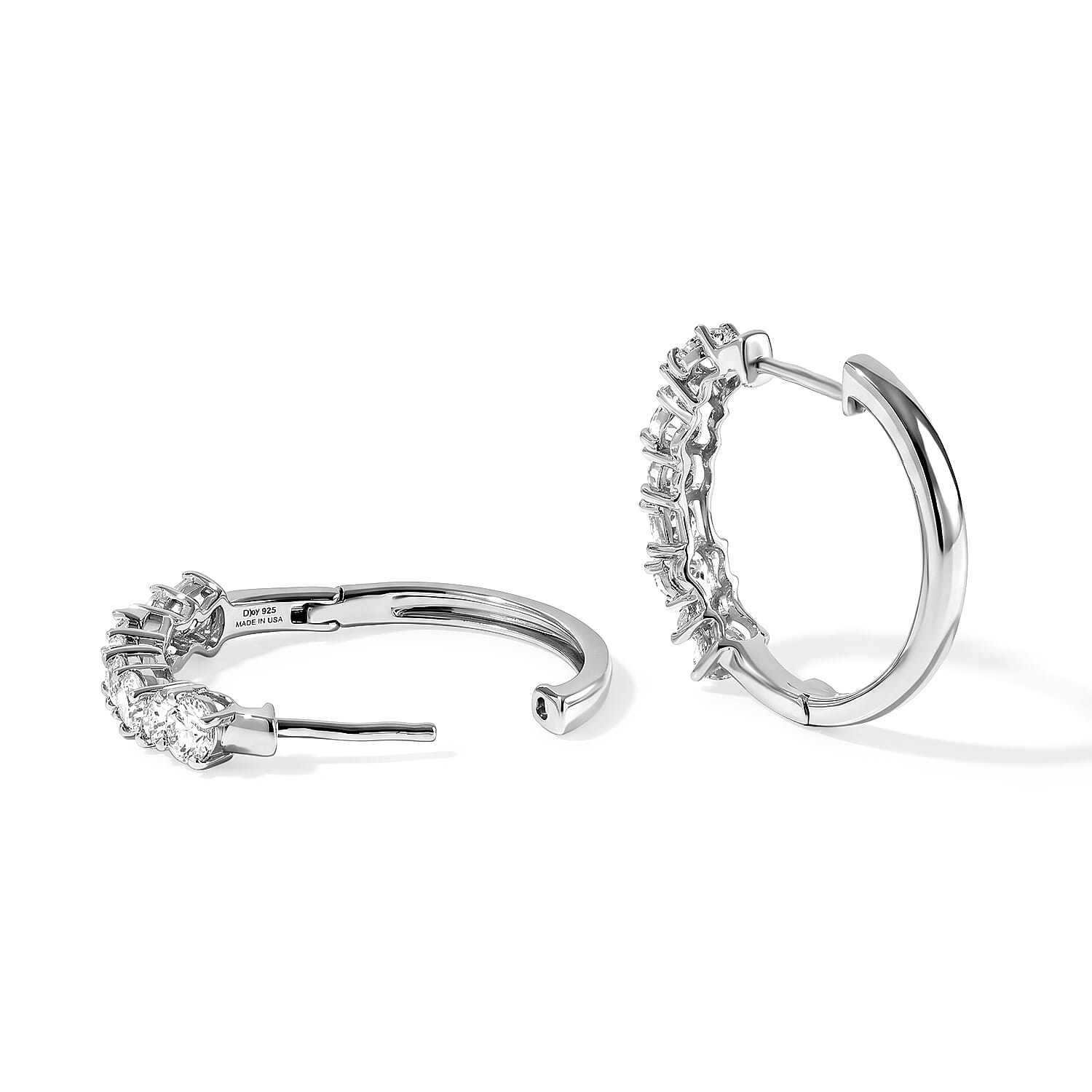 D'Joy Moissanite 2.00 ctw Hoop Earrings in Rhodium Over Sterling Silver