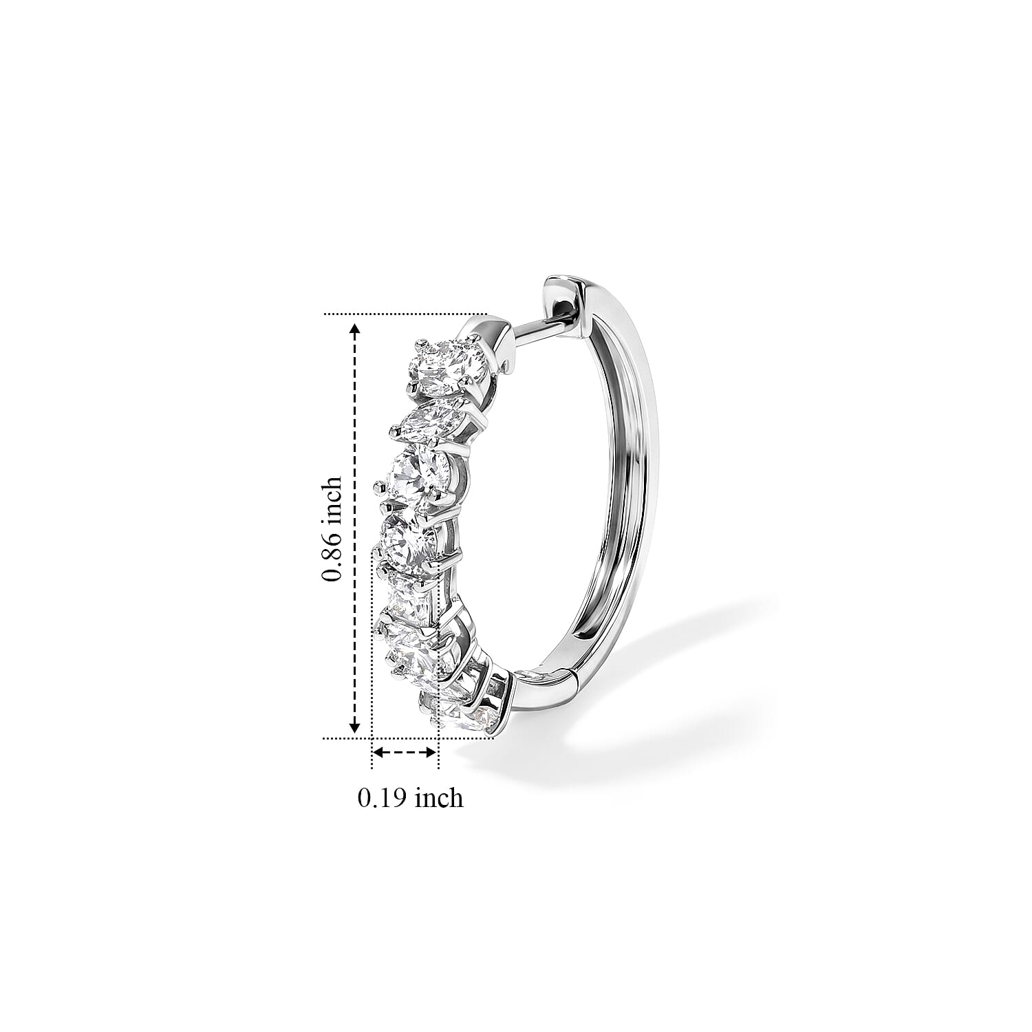 D'Joy Moissanite 2.00 ctw Hoop Earrings in Rhodium Over Sterling Silver