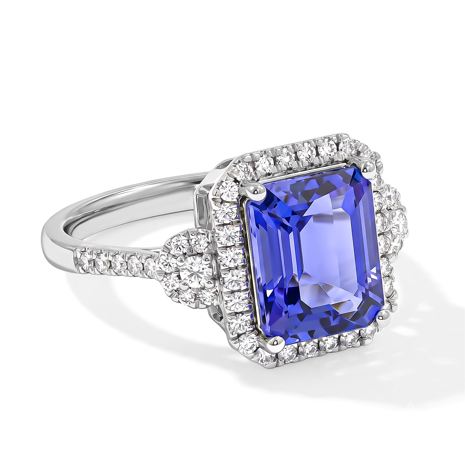 Certified and Appraised Rhapsody AAAA Tanzanite and Diamond E-F VS 4.00 ctw Ring in 950 Platinum (Size 9.0) 6.6 Grams