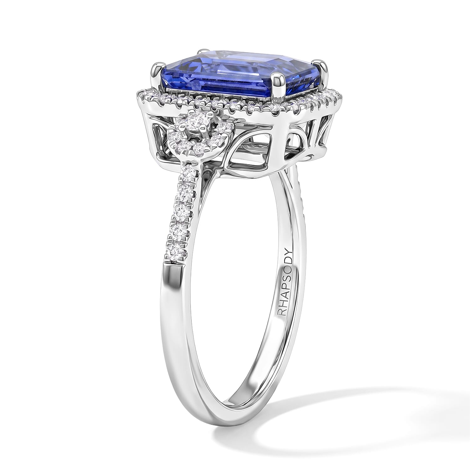 Certified and Appraised Rhapsody AAAA Tanzanite and Diamond E-F VS 4.00 ctw Ring in 950 Platinum (Size 9.0) 6.6 Grams