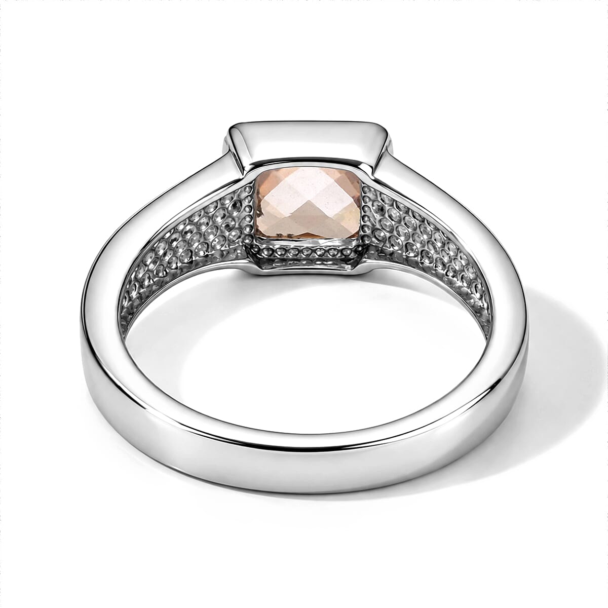 EverTrue Simulated Champagne Diamond Solitaire Ring in Stainless Steel (Size 5.0)