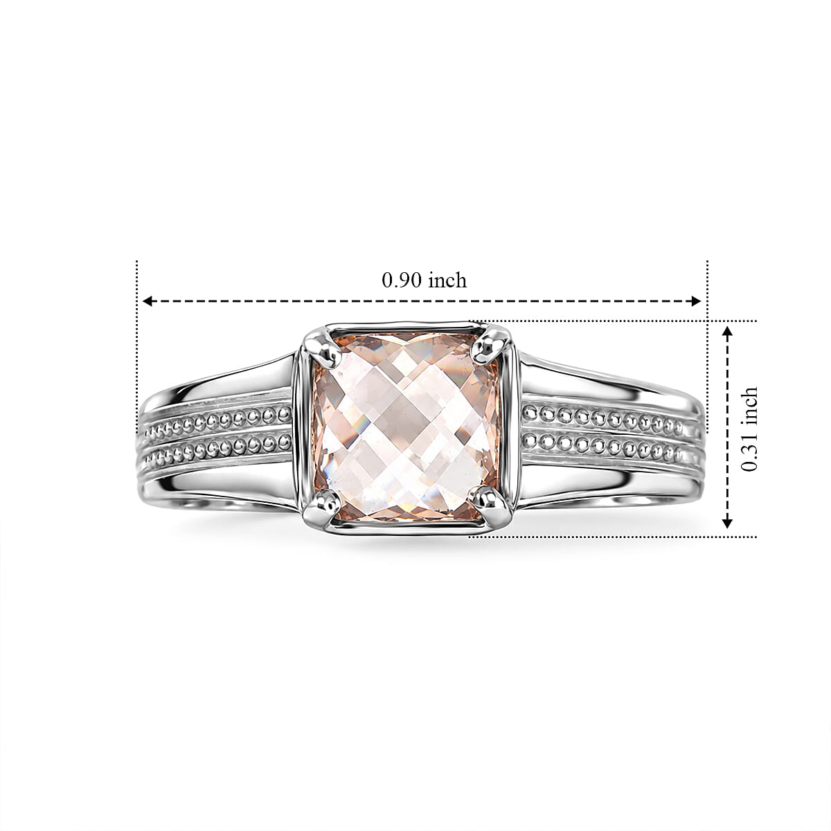 EverTrue Simulated Champagne Diamond Solitaire Ring in Stainless Steel (Size 5.0)