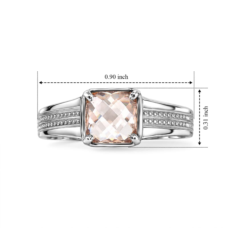 EverTrue Simulated Champagne Diamond Solitaire Ring in Stainless Steel (Size 5.0)