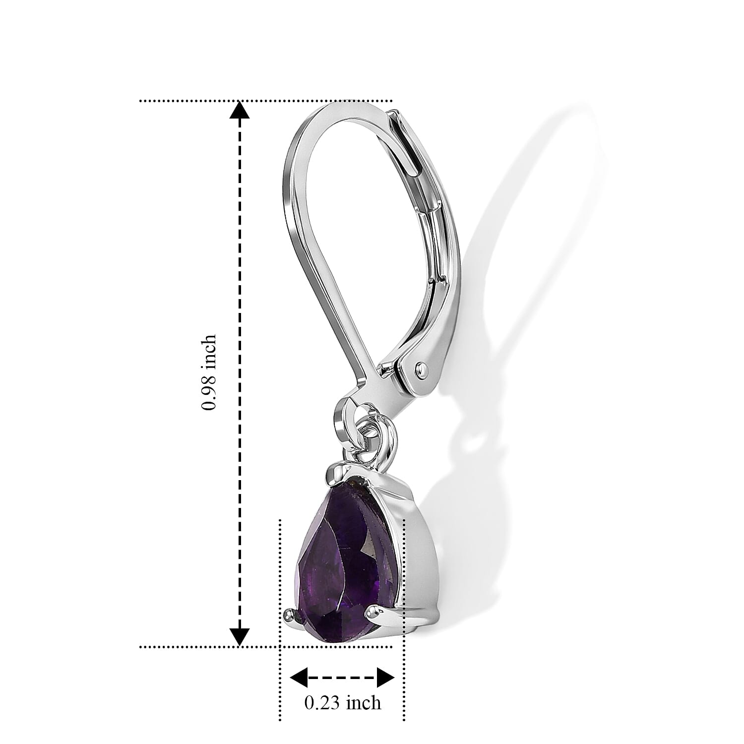 EverTrue African Amethyst 1.35 ctw Pear Solitaire Earrings in Stainless Steel
