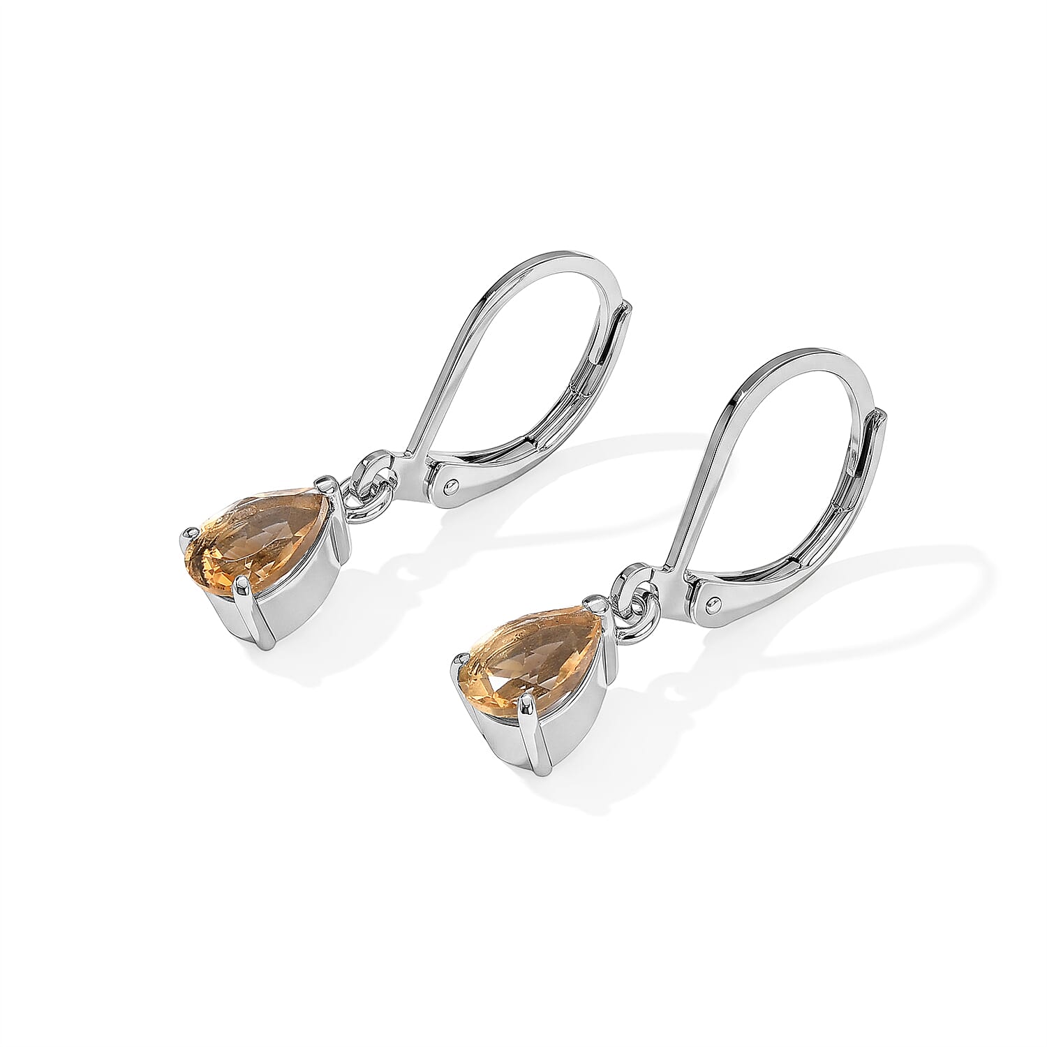 EverTrue Brazilian Citrine 1.30 ctw Sunlit Drop Earrings in Stainless Steel