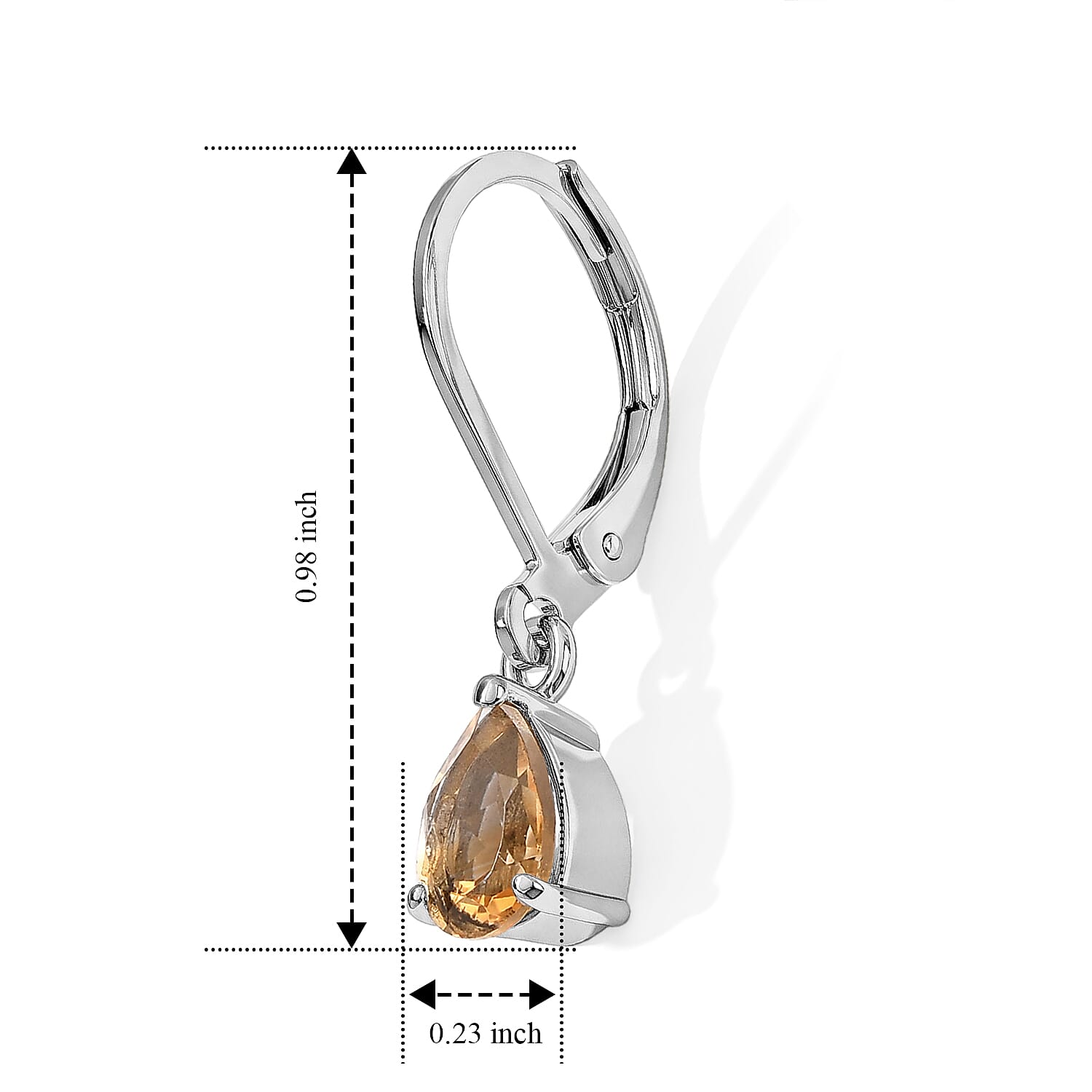 EverTrue Brazilian Citrine 1.30 ctw Sunlit Drop Earrings in Stainless Steel