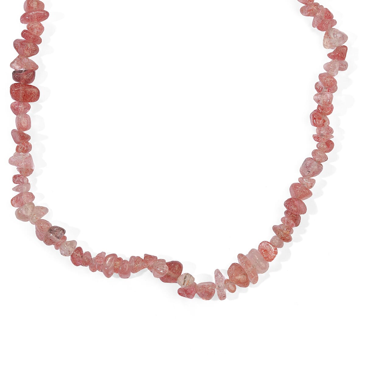 GCS Strawberry Quartz 283.15 ctw Beaded Chips Strand