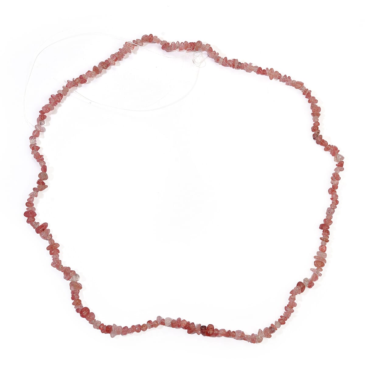 GCS Strawberry Quartz 283.15 ctw Beaded Chips Strand