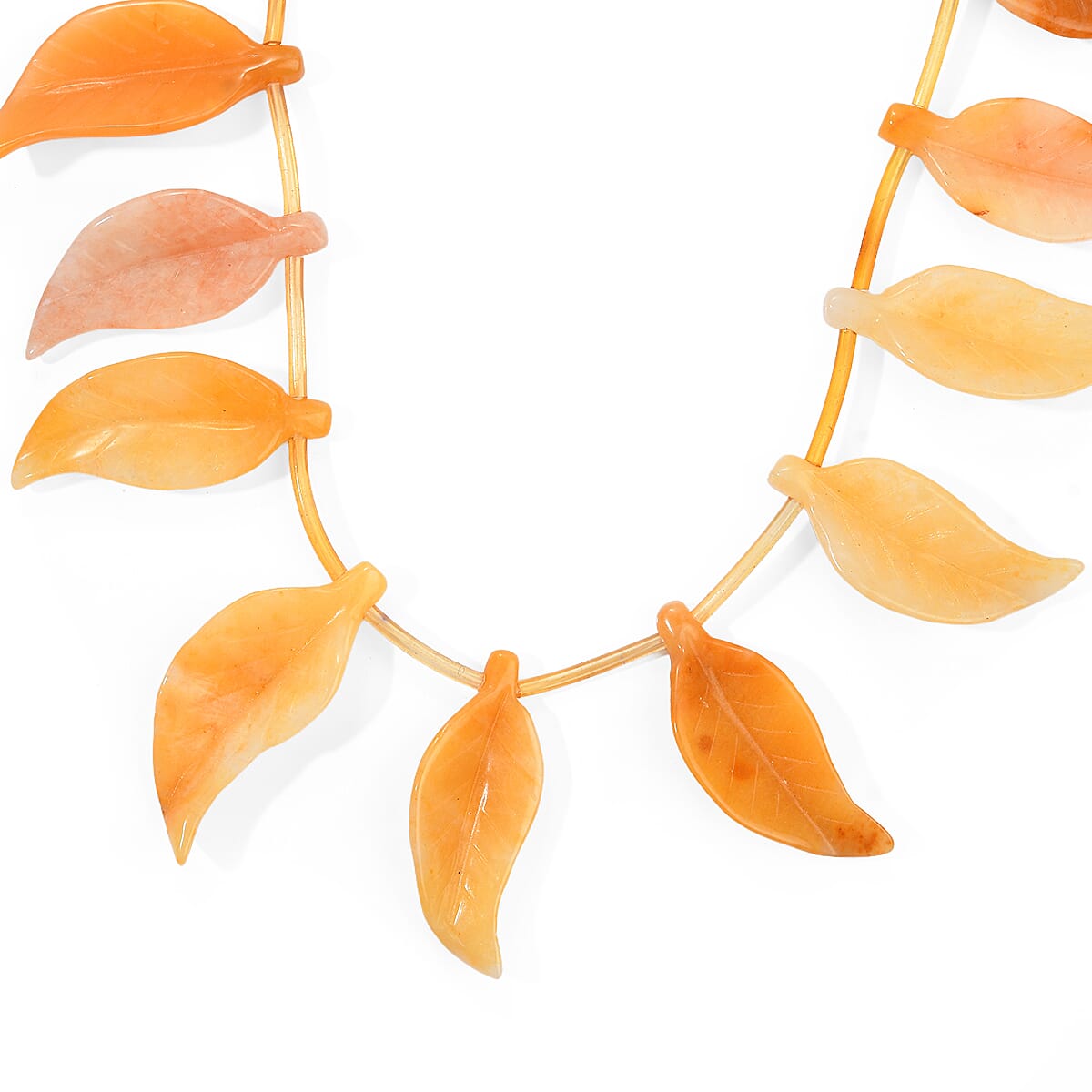 GCS Yellow Jasper 320.00 ctw Carved Leaf Strand