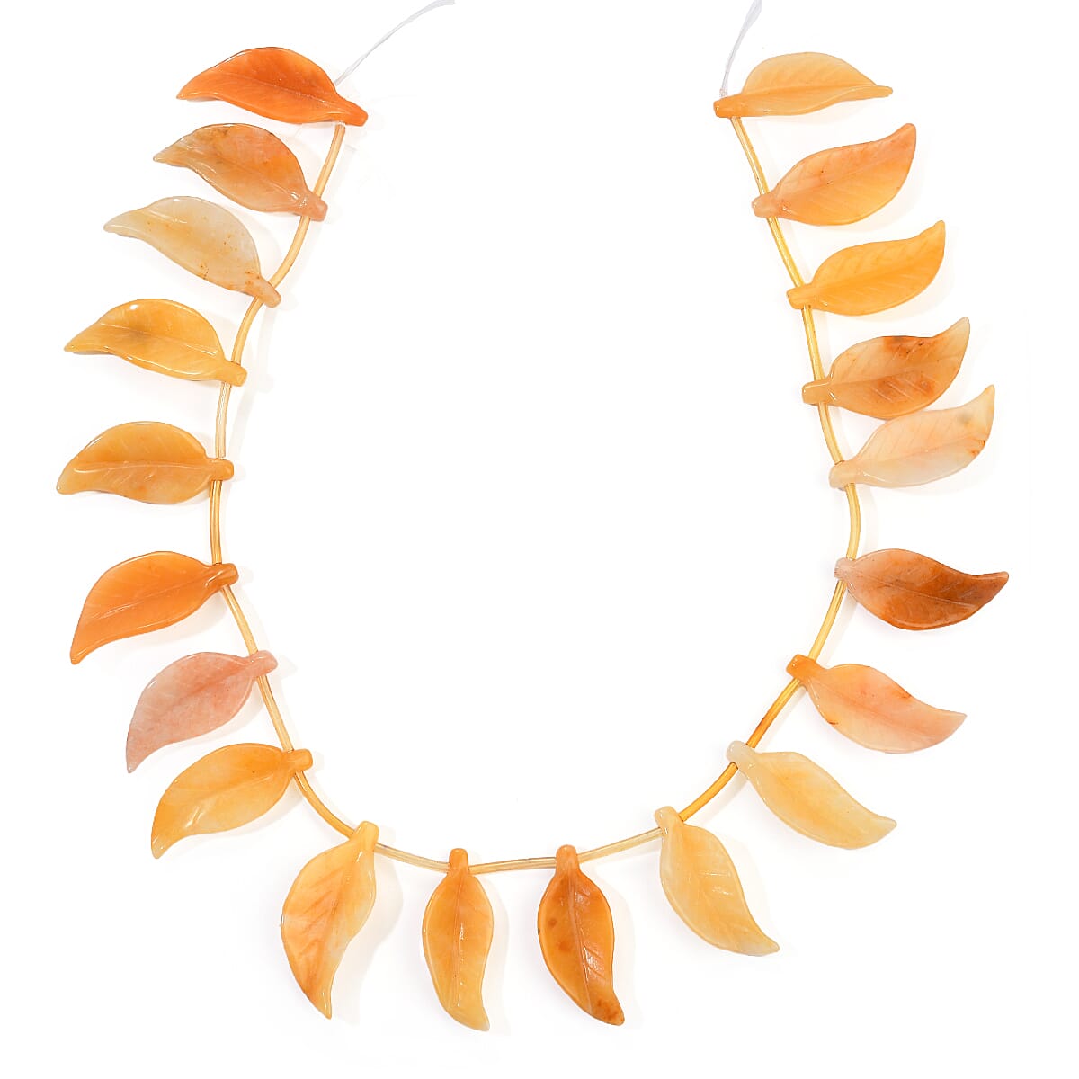 GCS Yellow Jasper 320.00 ctw Carved Leaf Strand