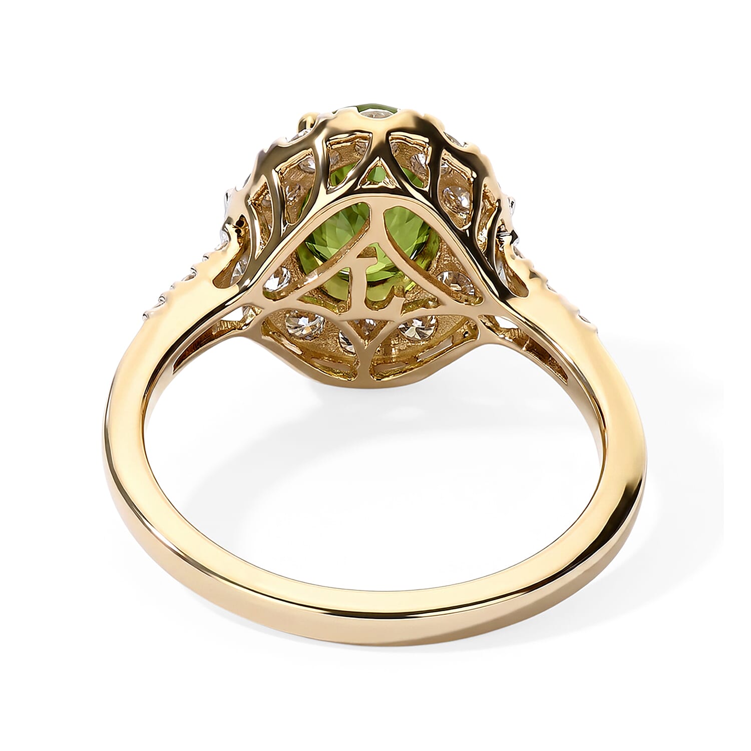 Certified and Appraised AAA Sapucaia Green Sapphire and Luxuriant Lab Grown Diamond G-H SI 2.62 ctw Ring in 10K Yellow Gold (Size 5.0)