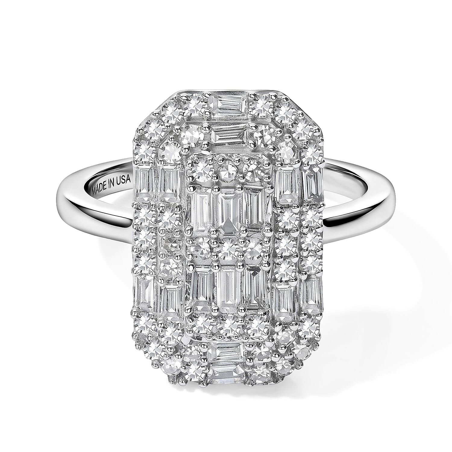 Luxuriant Lab Grown Diamond G-H SI 1.15 ctw Cluster Ring in Rhodium Over Sterling Silver (Size 5.0)