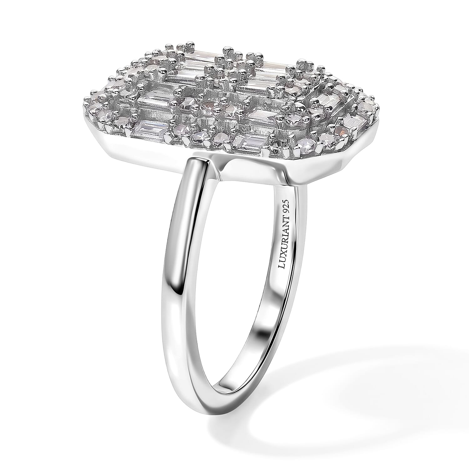 Luxuriant Lab Grown Diamond G-H SI 1.15 ctw Cluster Ring in Rhodium Over Sterling Silver (Size 5.0)
