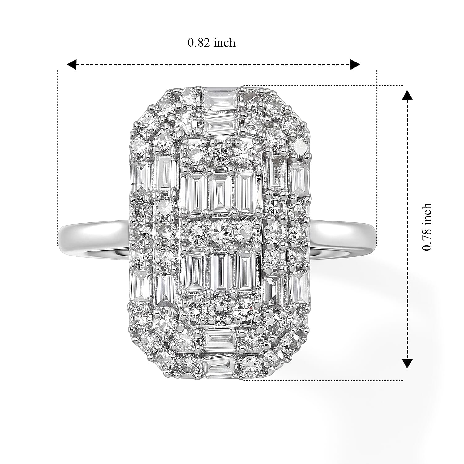 Luxuriant Lab Grown Diamond G-H SI 1.15 ctw Cluster Ring in Rhodium Over Sterling Silver (Size 5.0)