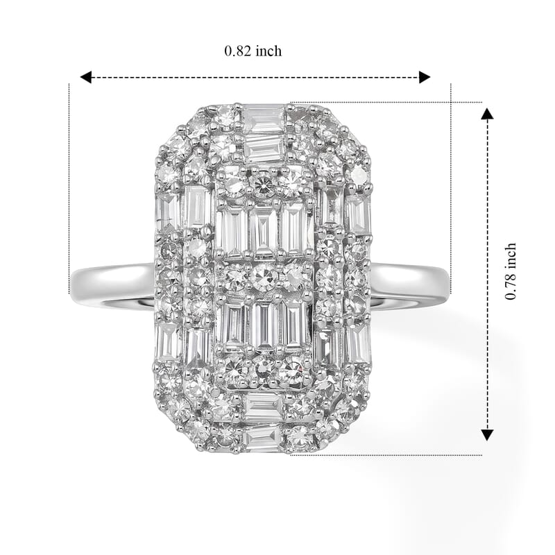 Luxuriant Lab Grown Diamond G-H SI 1.15 ctw Cluster Ring in Rhodium Over Sterling Silver (Size 5.0)