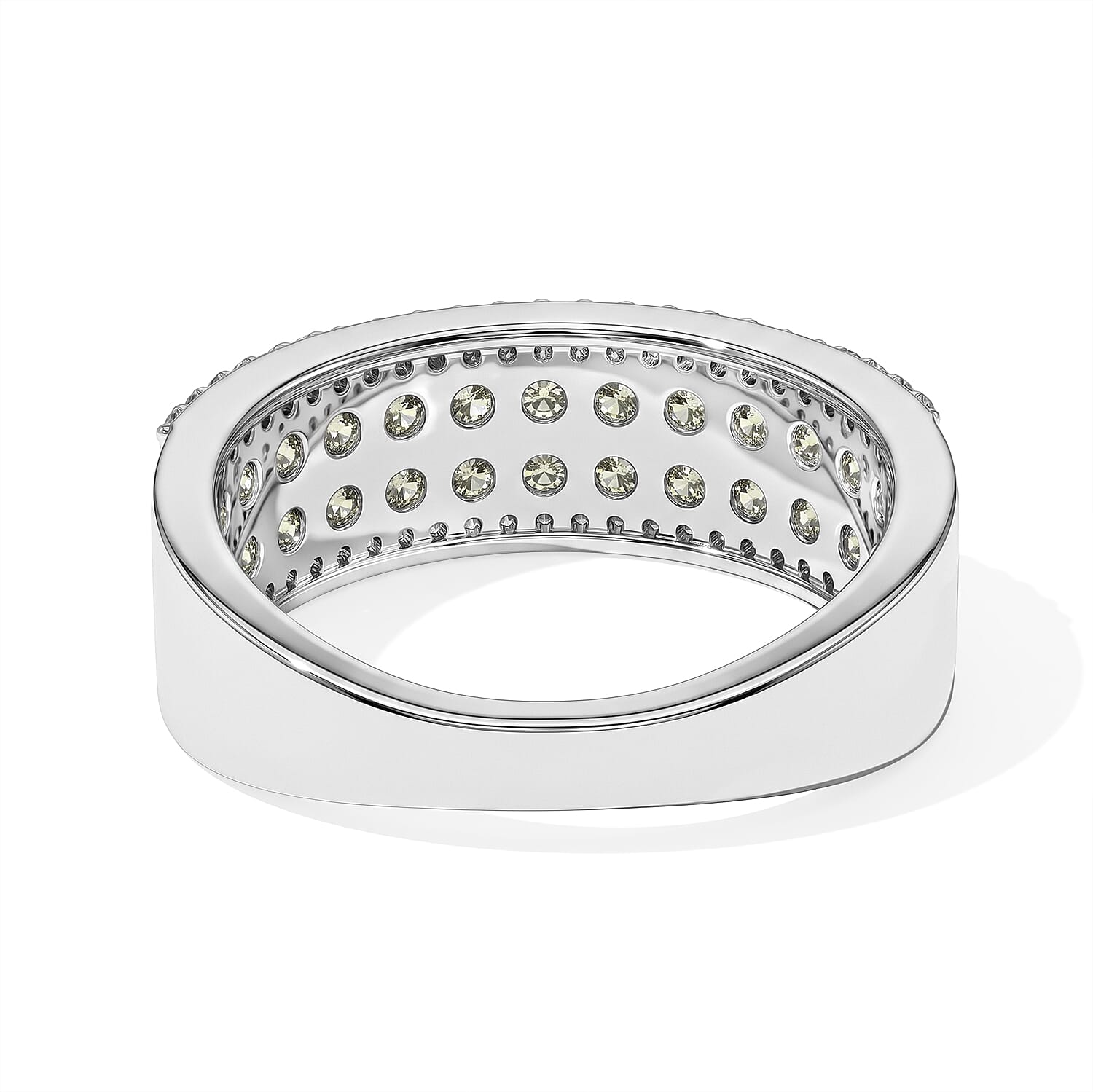 D'Joy Premium Green Sapphire and White Zircon 1.80 ctw Ring in Rhodium Over Sterling Silver (Size 6.0)