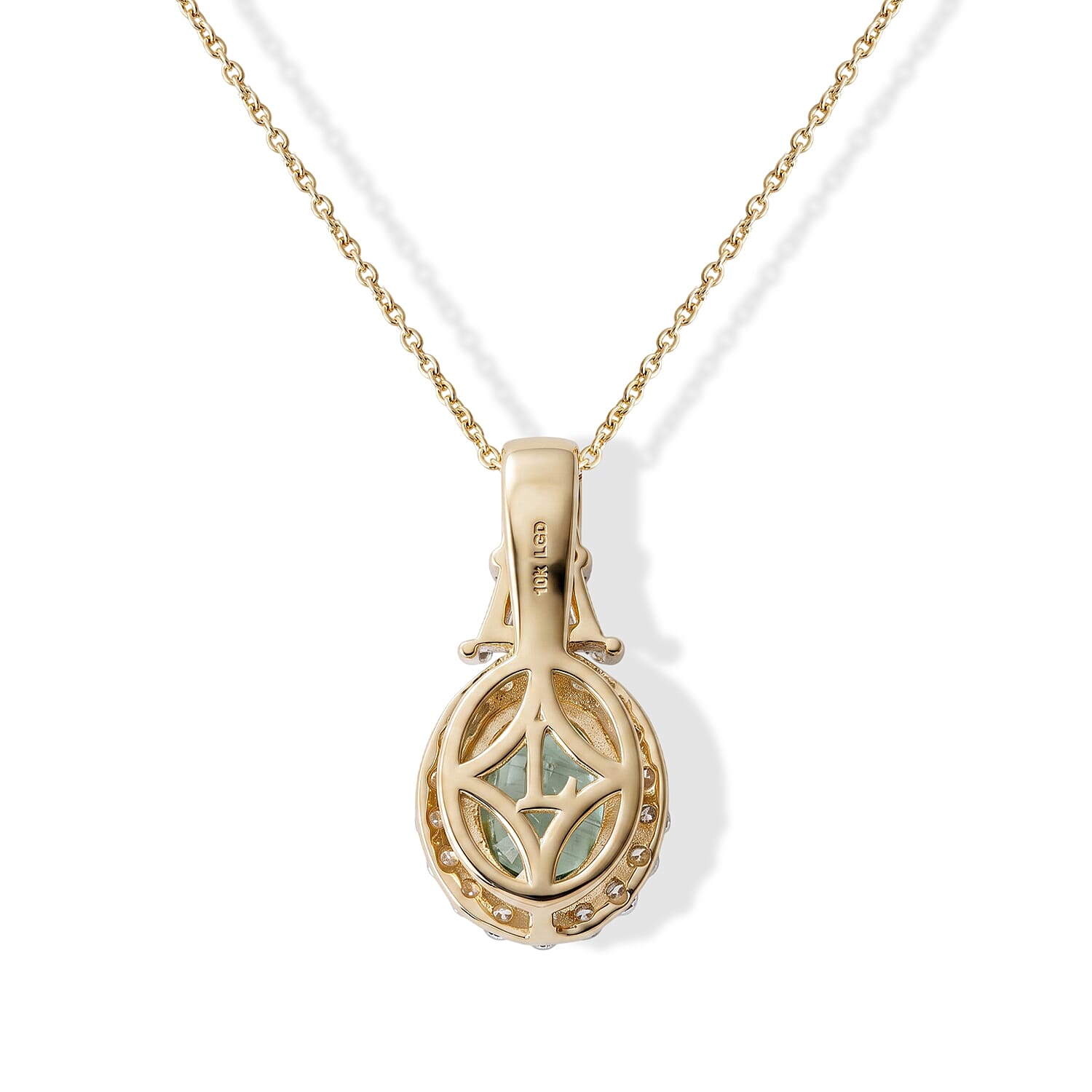 AAA Green Sapphire and Lab Grown Diamond E-F VS 3.15 ctw Pendant without Chain in 10K Yellow Gold