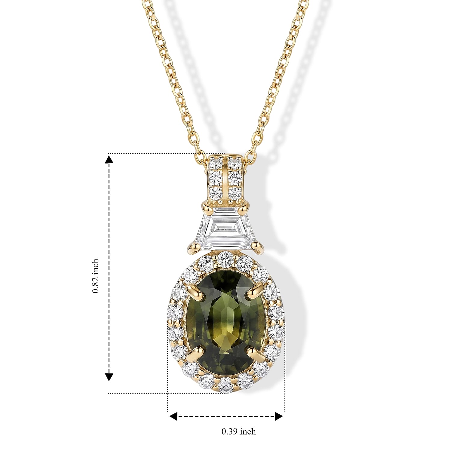 AAA Green Sapphire and Lab Grown Diamond E-F VS 3.15 ctw Pendant without Chain in 10K Yellow Gold