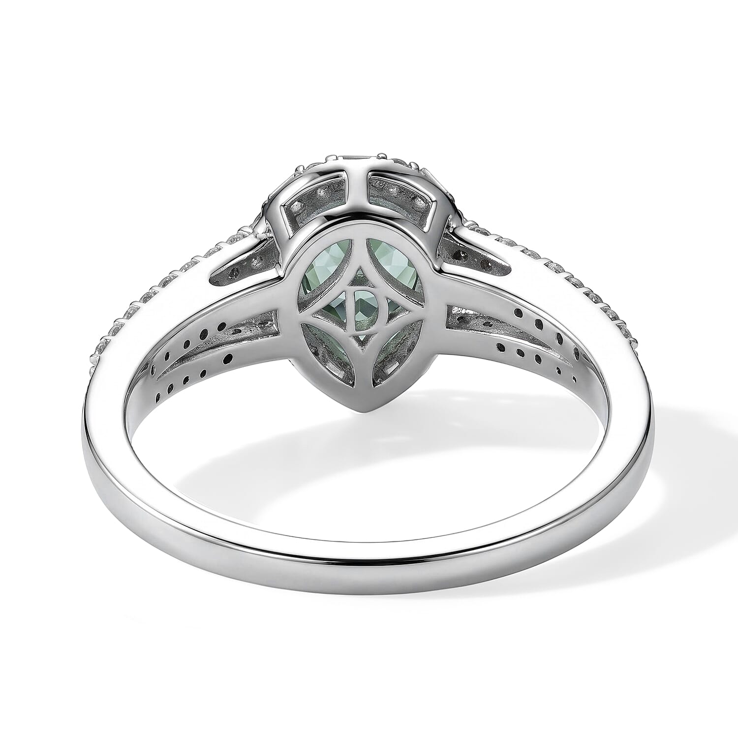 D'Joy Premium Green Sapphire and Moissanite 1.90 ctw Ring in Rhodium Over Sterling Silver (Size 6.0)