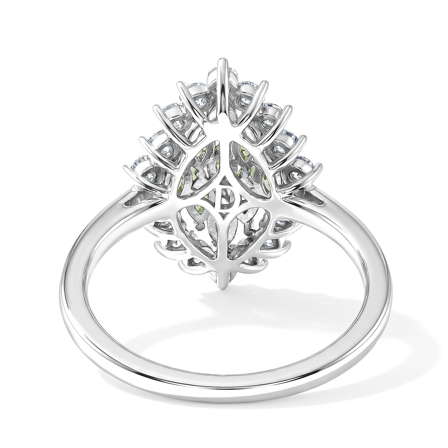 D'Joy Premium Green Sapphire and Moissanite 1.60 ctw Ring in Rhodium Over Sterling Silver (Size 6.0)