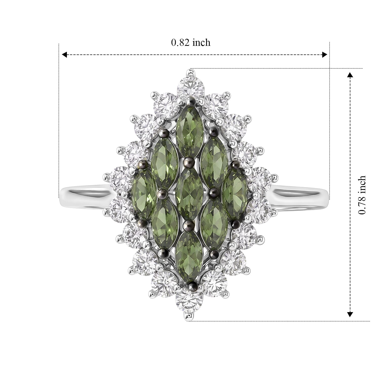 D'Joy Premium Green Sapphire and Moissanite 1.60 ctw Ring in Rhodium Over Sterling Silver (Size 6.0)