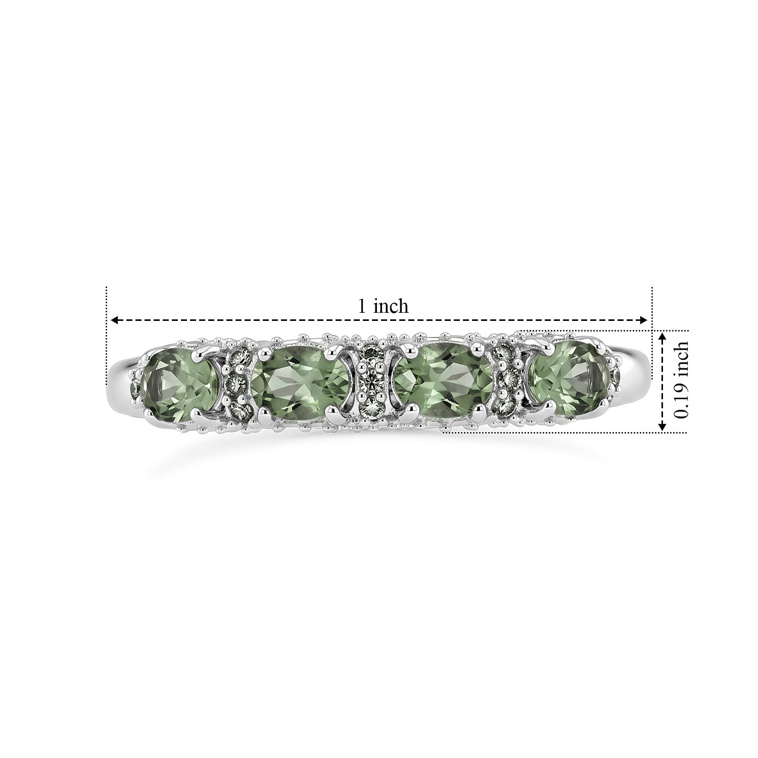 D'Joy Premium Green Sapphire and Moissanite 2.90 ctw Ring in Rhodium Over Sterling Silver (Size 6.0)