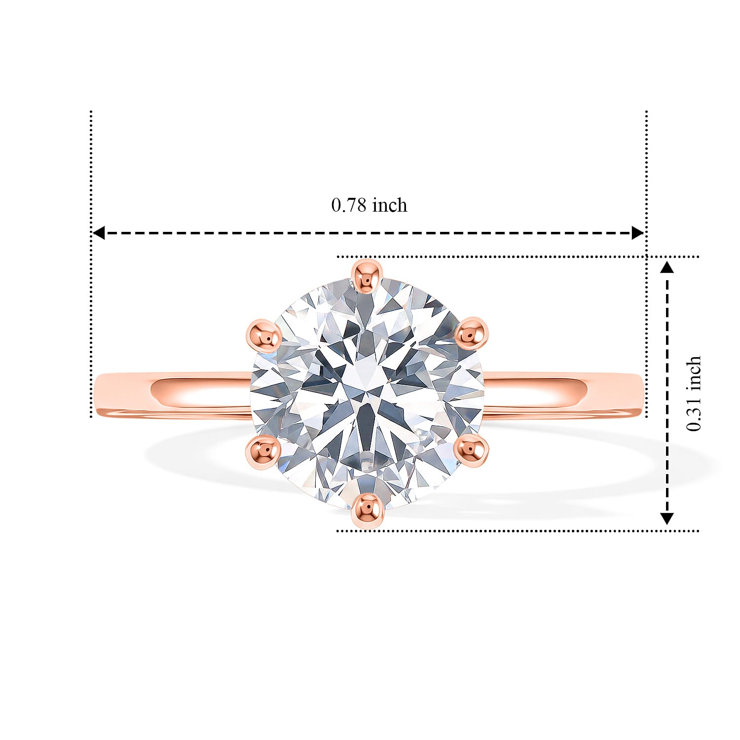 Luxuriant Lab Grown Diamond E-F VS 2.00 ctw Ring in 18K Vermeil Rose Gold Over Sterling Silver (Size 5.0)