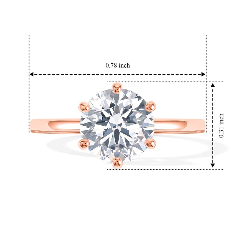 Luxuriant Lab Grown Diamond E-F VS 2.00 ctw Ring in 18K Vermeil Rose Gold Over Sterling Silver (Size 5.0)