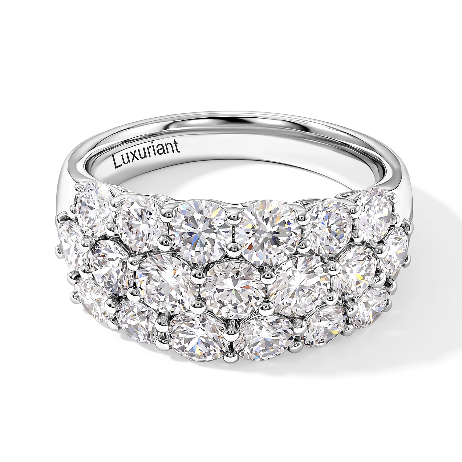 Luxuriant Lab Grown Diamond G VS 3.00 ctw Multi Row Band Ring in 14K White Gold (Size 6.0) 5 Grams