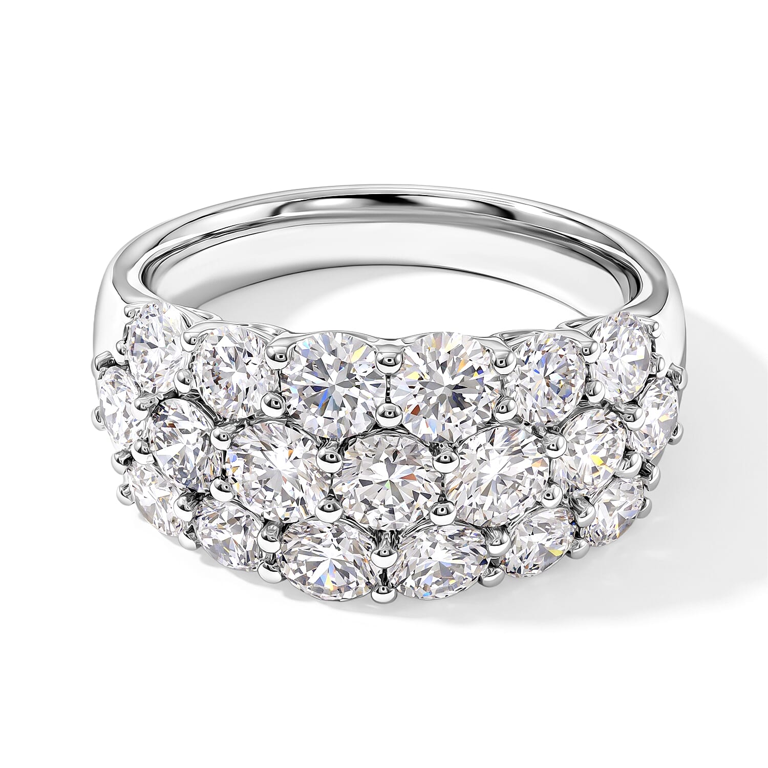 Luxuriant Lab Grown Diamond G VS 3.00 ctw Multi Row Band Ring in 14K White Gold (Size 7.0) 5 Grams