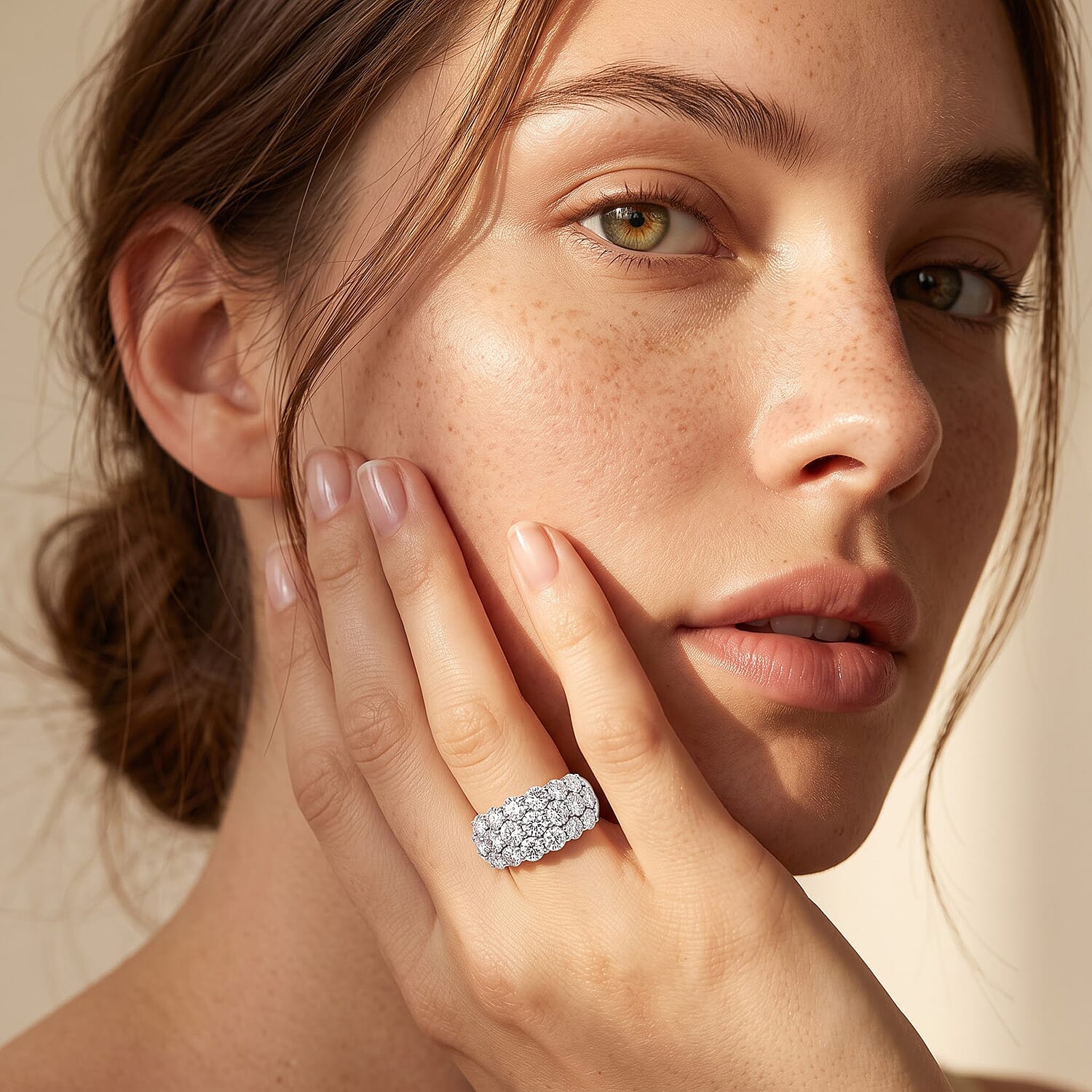 Luxuriant Lab Grown Diamond G VS 3.00 ctw Multi Row Band Ring in 14K White Gold (Size 7.0) 5 Grams
