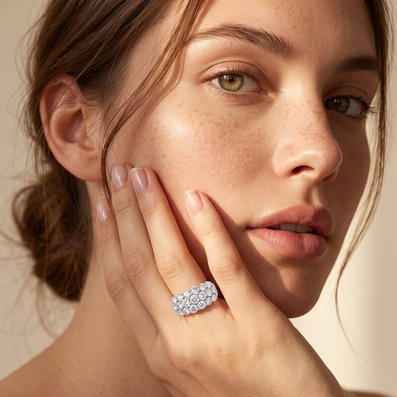 Luxuriant Lab Grown Diamond G VS 3.00 ctw Multi Row Band Ring in 14K White Gold (Size 7.0) 5 Grams