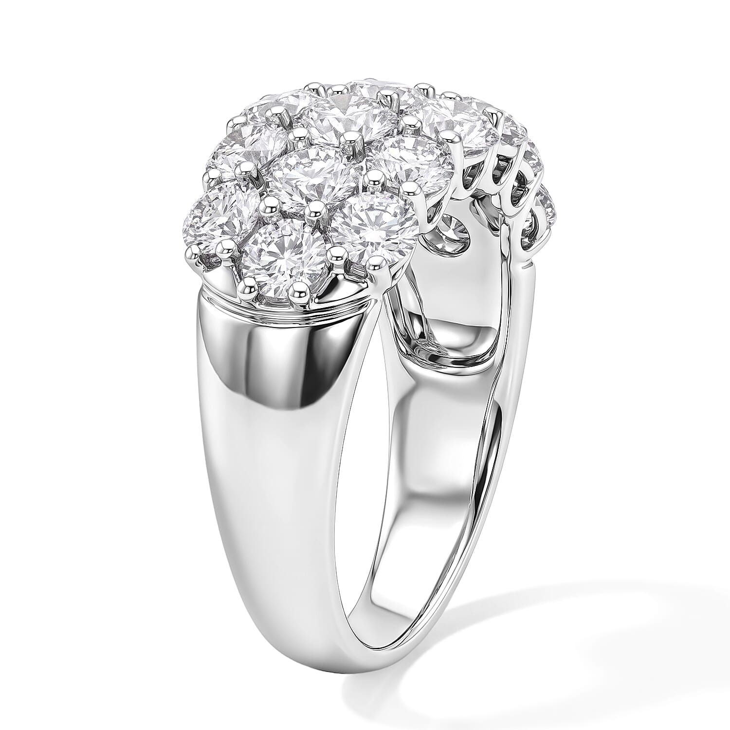 Luxuriant Lab Grown Diamond G VS 3.00 ctw Multi Row Band Ring in 14K White Gold (Size 7.0) 5 Grams