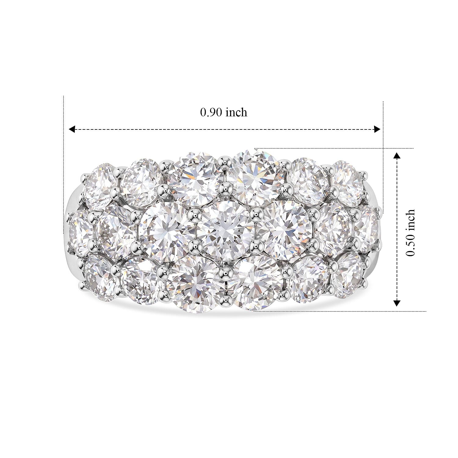 Luxuriant Lab Grown Diamond G VS 3.00 ctw Multi Row Band Ring in 14K White Gold (Size 7.0) 5 Grams