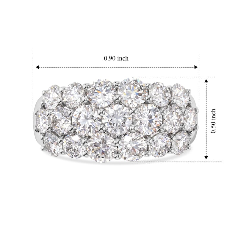 Luxuriant Lab Grown Diamond G VS 3.00 ctw Multi Row Band Ring in 14K White Gold (Size 7.0) 5 Grams