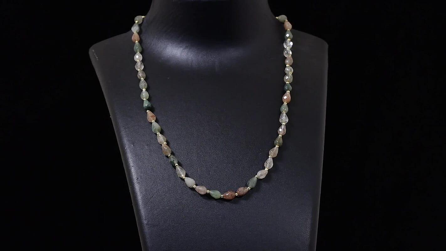 EverTrue Multi Rutile Quartz 75.00 ctw Necklace (18 Inches) in 18K YG Plated