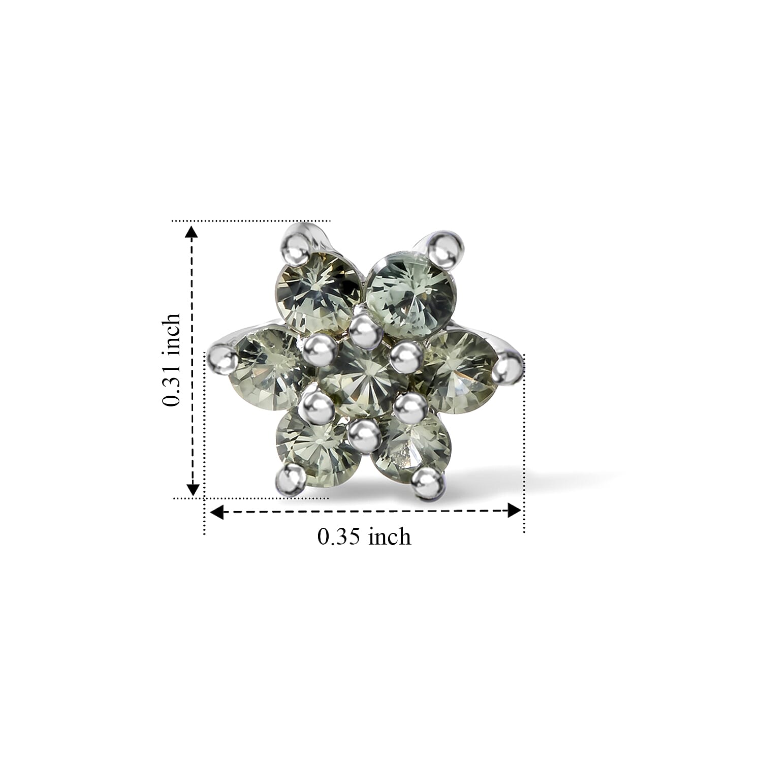 D'Joy Premium Green Sapphire 1.00 ctw Push Post Earrings in Rhodium Over Sterling Silver
