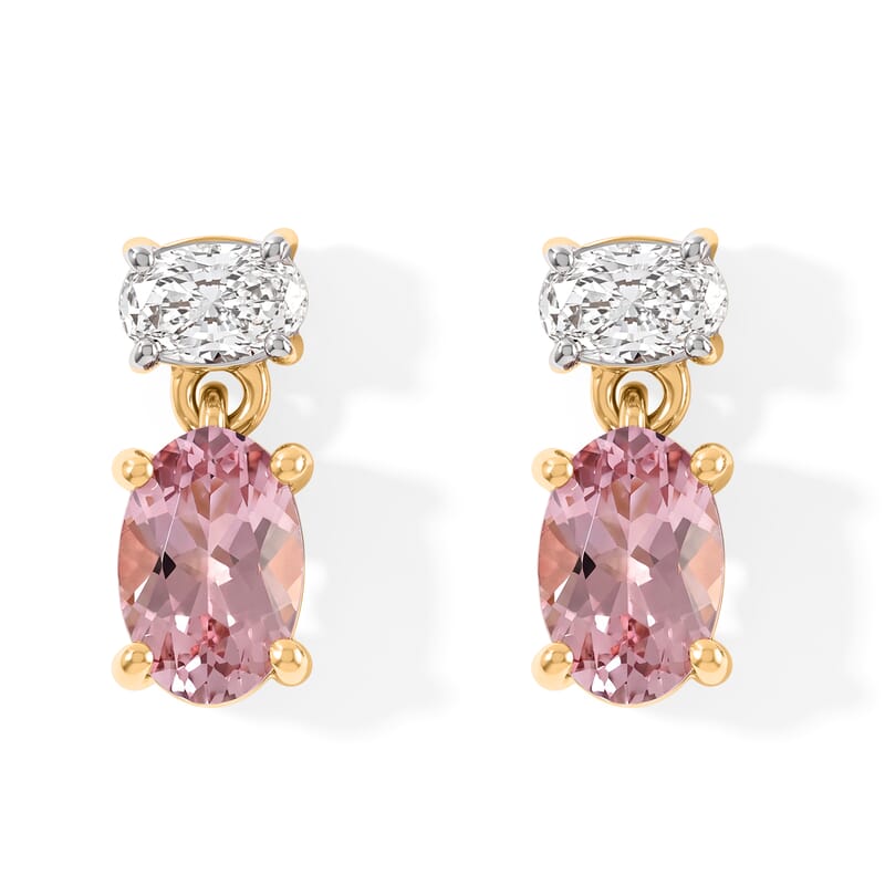 Rachel Roy AAA Pink Morganite and Lab Grown Diamond E-F VS 1.40 ctw Solitaire Stud Push Post Earrings in 10K Rose Gold