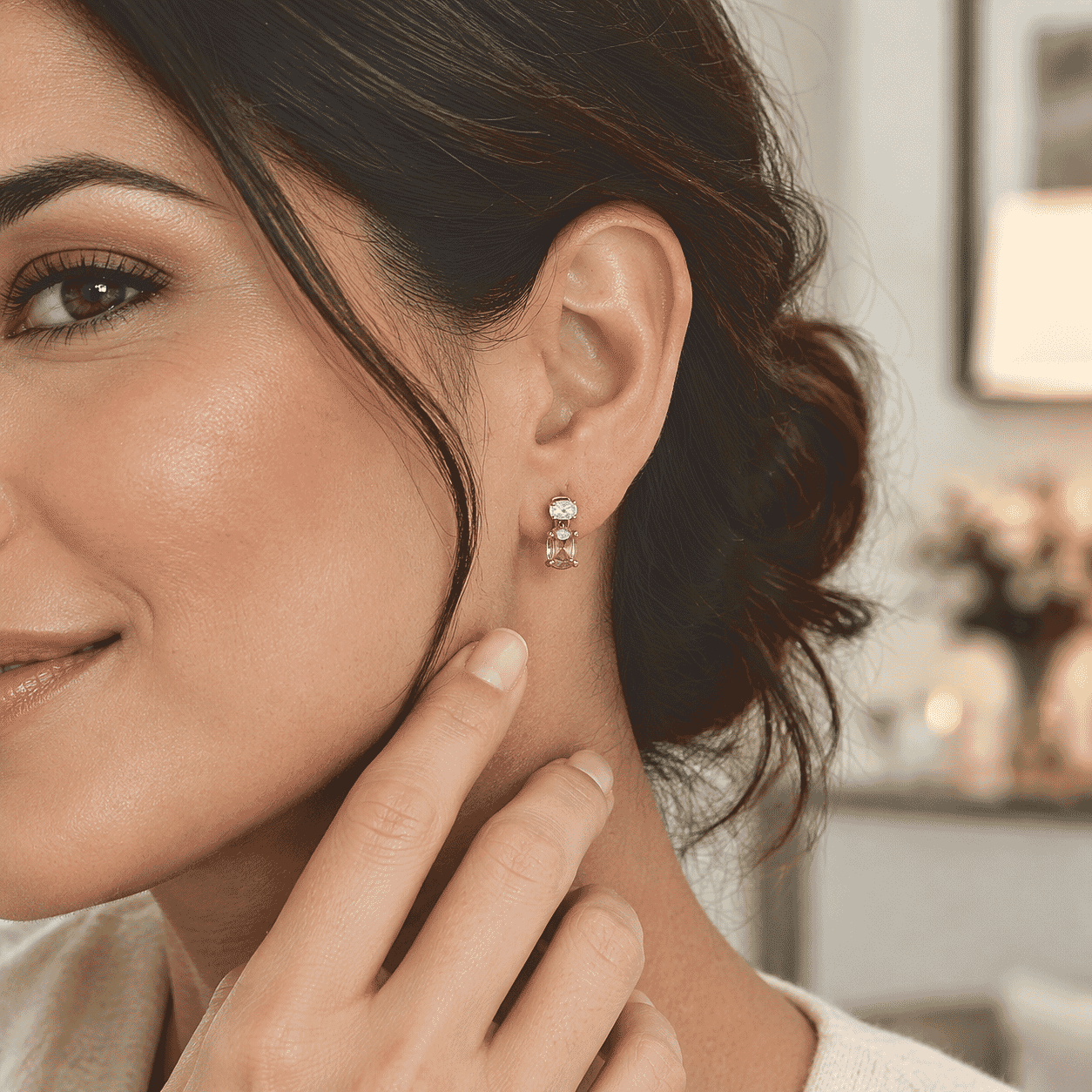 Rachel Roy AAA Pink Morganite and Lab Grown Diamond E-F VS 1.40 ctw Solitaire Stud Push Post Earrings in 10K Rose Gold
