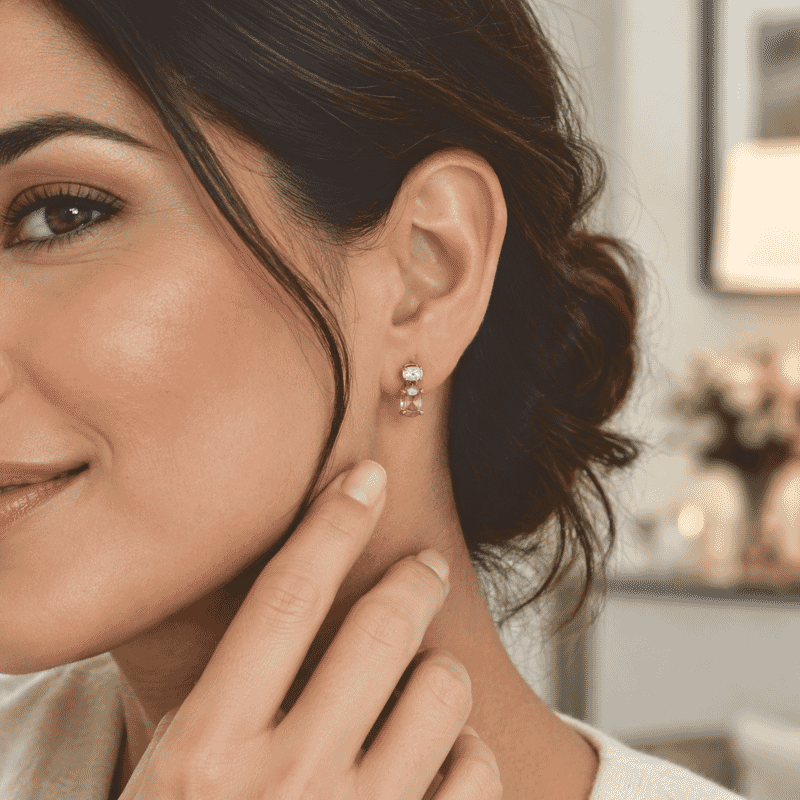 Rachel Roy AAA Pink Morganite and Lab Grown Diamond E-F VS 1.40 ctw Solitaire Stud Push Post Earrings in 10K Rose Gold